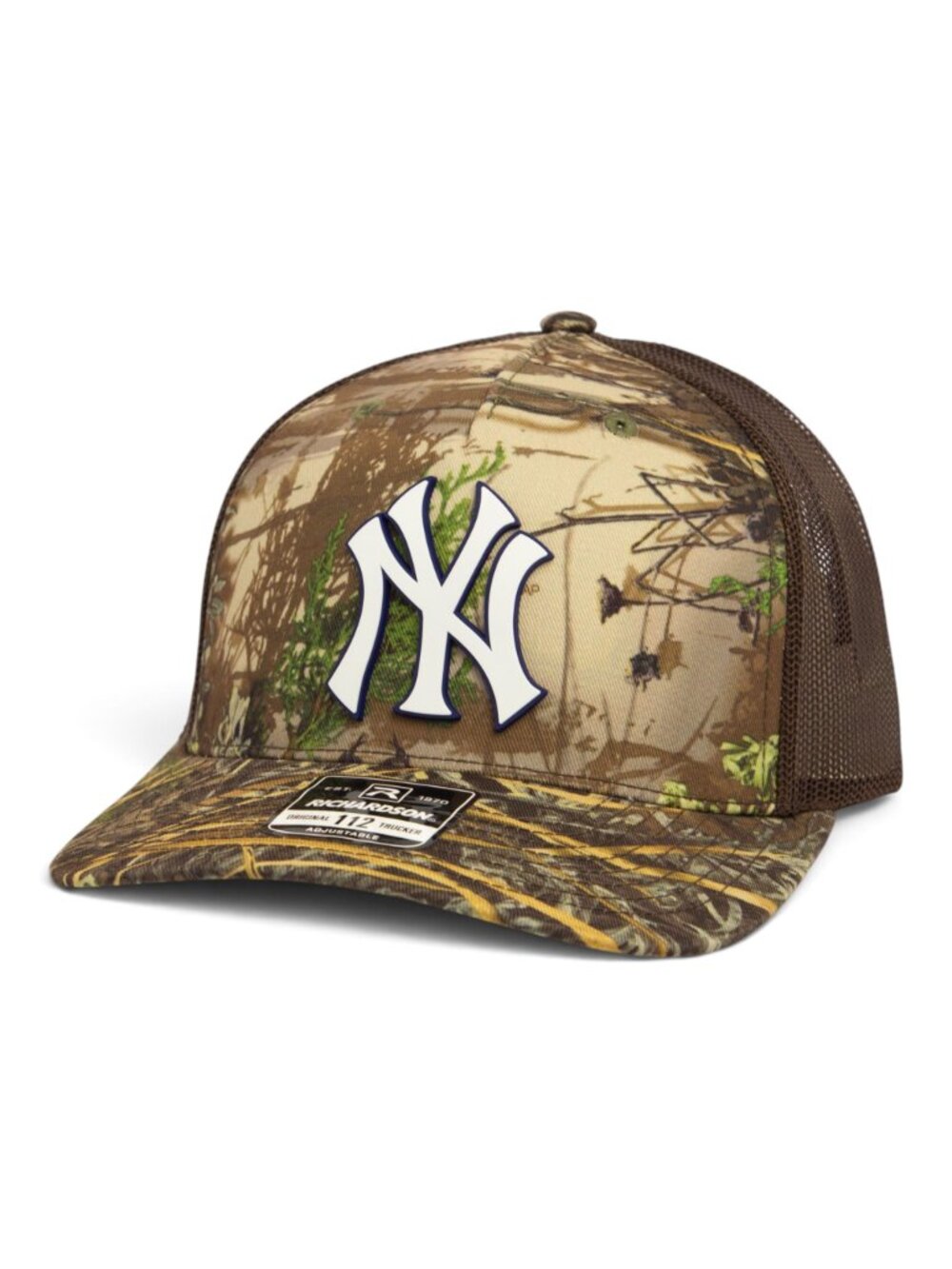 New York Yankees NY White 3D Snapback Trucker Hat- Realtree Max-1/ Brown